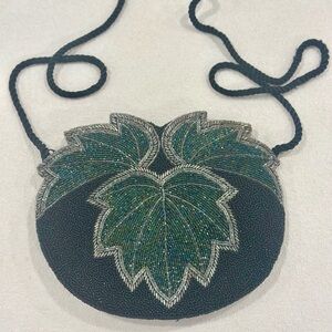 Vintage Japanese Beaded Fabric Hand Bag with Strap. BEAUTIFUL!